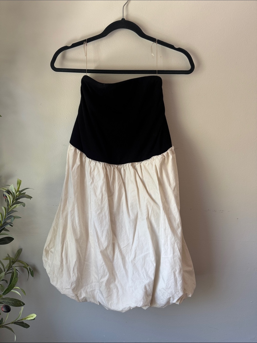 a new day Black and White Strapless Bubble Dress